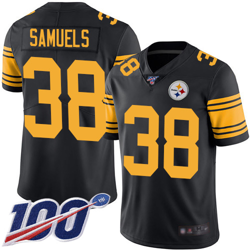 Men Pittsburgh Steelers Football 38 Limited Black Jaylen Samuels 100th Season Rush Vapor Untouchable Nike NFL Jersey